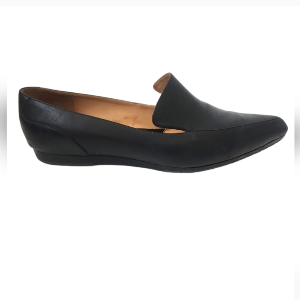 John Fluevog Presence Impel Black Leather Pointed Toe Slip On Loafer Shoes Sz 10